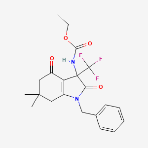 ethyl [1-benzyl-6,6-dimethyl-2,4-dioxo-3-(trifluoromethyl)-2,3,4,5,6,7-hexahydro-1H-indol-3-yl]carbamate