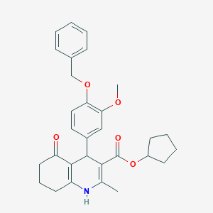 molecular formula C30H33NO5 B414837 Cyclopentyl 4-[4-(benzyloxy)-3-methoxyphenyl]-2-methyl-5-oxo-1,4,5,6,7,8-hexahydroquinoline-3-carboxylate 