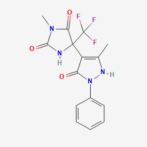 3-methyl-5-(5-methyl-3-oxo-2-phenyl-1H-pyrazol-4-yl)-5-(trifluoromethyl)imidazolidine-2,4-dione