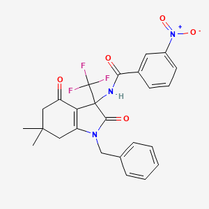 N-[1-benzyl-6,6-dimethyl-2,4-dioxo-3-(trifluoromethyl)-2,3,4,5,6,7-hexahydro-1H-indol-3-yl]-3-nitrobenzamide