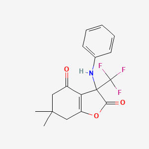 3-anilino-6,6-dimethyl-3-(trifluoromethyl)-3,5,6,7-tetrahydro-1-benzofuran-2,4-dione