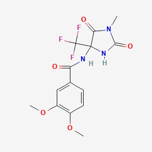 3,4-dimethoxy-N-[1-methyl-2,5-dioxo-4-(trifluoromethyl)imidazolidin-4-yl]benzamide