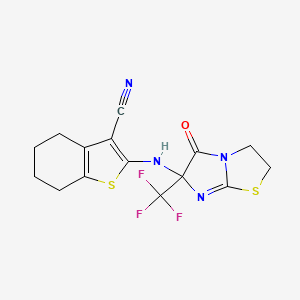 2-{[5-OXO-6-(TRIFLUOROMETHYL)-2H,3H,5H,6H-IMIDAZO[2,1-B][1,3]THIAZOL-6-YL]AMINO}-4,5,6,7-TETRAHYDRO-1-BENZOTHIOPHENE-3-CARBONITRILE