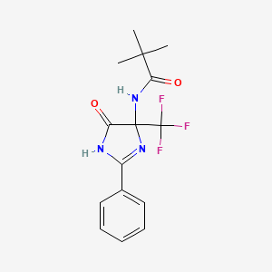 2,2-dimethyl-N-[5-oxo-2-phenyl-4-(trifluoromethyl)-1H-imidazol-4-yl]propanamide