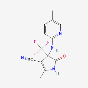 2-methyl-4-[(5-methyl-2-pyridinyl)amino]-5-oxo-4-(trifluoromethyl)-4,5-dihydro-1H-pyrrole-3-carbonitrile