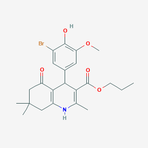 molecular formula C23H28BrNO5 B414844 Propyl 4-(3-bromo-4-hydroxy-5-methoxyphenyl)-2,7,7-trimethyl-5-oxo-1,4,5,6,7,8-hexahydro-3-quinolinecarboxylate 