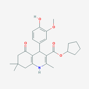 molecular formula C25H31NO5 B414845 Cyclopentyl 4-(4-hydroxy-3-methoxyphenyl)-2,7,7-trimethyl-5-oxo-1,4,5,6,7,8-hexahydro-3-quinolinecarboxylate 
