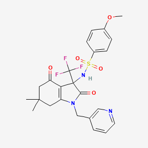 N-[6,6-dimethyl-2,4-dioxo-1-(pyridin-3-ylmethyl)-3-(trifluoromethyl)-5,7-dihydroindol-3-yl]-4-methoxybenzenesulfonamide