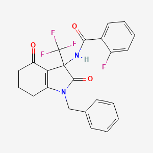 molecular formula C23H18F4N2O3 B4148463 N-[1-benzyl-2,4-dioxo-3-(trifluoromethyl)-2,3,4,5,6,7-hexahydro-1H-indol-3-yl]-2-fluorobenzamide 