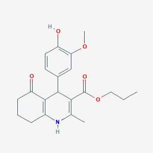 molecular formula C21H25NO5 B414849 Propyl 4-(4-hydroxy-3-methoxyphenyl)-2-methyl-5-oxo-1,4,5,6,7,8-hexahydroquinoline-3-carboxylate 