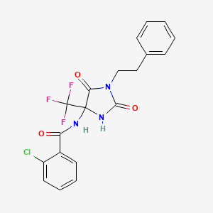 2-chloro-N-[2,5-dioxo-1-(2-phenylethyl)-4-(trifluoromethyl)imidazolidin-4-yl]benzamide