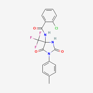 2-chloro-N-[1-(4-methylphenyl)-2,5-dioxo-4-(trifluoromethyl)imidazolidin-4-yl]benzamide