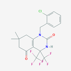 1-[(2-CHLOROPHENYL)METHYL]-7,7-DIMETHYL-4,4-BIS(TRIFLUOROMETHYL)-1,2,3,4,5,6,7,8-OCTAHYDROQUINAZOLINE-2,5-DIONE