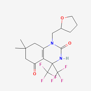 molecular formula C17H20F6N2O3 B4148516 7,7-dimethyl-1-(tetrahydro-2-furanylmethyl)-4,4-bis(trifluoromethyl)-4,6,7,8-tetrahydro-2,5(1H,3H)-quinazolinedione 