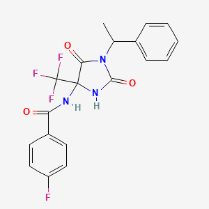 N-[2,5-dioxo-1-(1-phenylethyl)-4-(trifluoromethyl)imidazolidin-4-yl]-4-fluorobenzamide