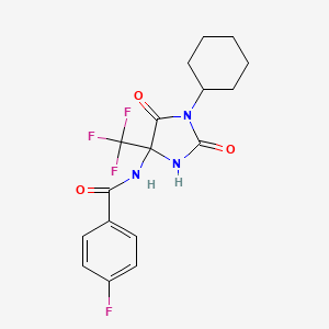 N-[1-cyclohexyl-2,5-dioxo-4-(trifluoromethyl)imidazolidin-4-yl]-4-fluorobenzamide