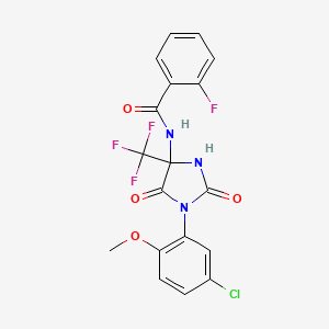 N-[1-(5-chloro-2-methoxyphenyl)-2,5-dioxo-4-(trifluoromethyl)imidazolidin-4-yl]-2-fluorobenzamide