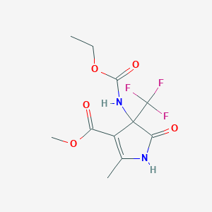 methyl 4-[(ethoxycarbonyl)amino]-2-methyl-5-oxo-4-(trifluoromethyl)-4,5-dihydro-1H-pyrrole-3-carboxylate