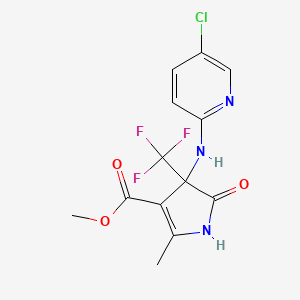 molecular formula C13H11ClF3N3O3 B4148556 METHYL 4-[(5-CHLORO-2-PYRIDYL)AMINO]-2-METHYL-5-OXO-4-(TRIFLUOROMETHYL)-4,5-DIHYDRO-1H-PYRROLE-3-CARBOXYLATE 