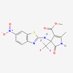 molecular formula C15H11F3N4O5S B4148565 methyl 2-methyl-4-[(6-nitro-1,3-benzothiazol-2-yl)amino]-5-oxo-4-(trifluoromethyl)-1H-pyrrole-3-carboxylate 