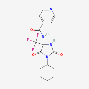 molecular formula C16H17F3N4O3 B4148597 N-[1-cyclohexyl-2,5-dioxo-4-(trifluoromethyl)imidazolidin-4-yl]pyridine-4-carboxamide 