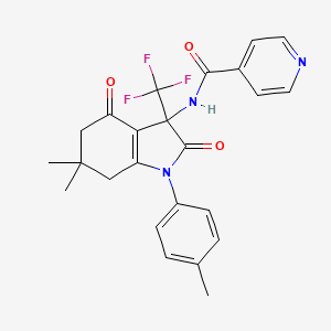 N-[6,6-dimethyl-1-(4-methylphenyl)-2,4-dioxo-3-(trifluoromethyl)-2,3,4,5,6,7-hexahydro-1H-indol-3-yl]pyridine-4-carboxamide