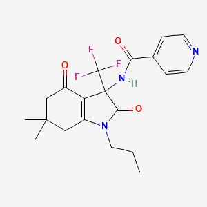 N-[6,6-dimethyl-2,4-dioxo-1-propyl-3-(trifluoromethyl)-2,3,4,5,6,7-hexahydro-1H-indol-3-yl]isonicotinamide