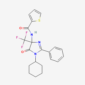 N-[1-cyclohexyl-5-oxo-2-phenyl-4-(trifluoromethyl)-4,5-dihydro-1H-imidazol-4-yl]thiophene-2-carboxamide