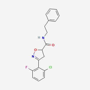 3-(2-chloro-6-fluorophenyl)-N-(2-phenylethyl)-4,5-dihydro-1,2-oxazole-5-carboxamide