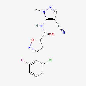 3-(2-chloro-6-fluorophenyl)-N-(4-cyano-1-methyl-1H-pyrazol-5-yl)-4,5-dihydro-1,2-oxazole-5-carboxamide