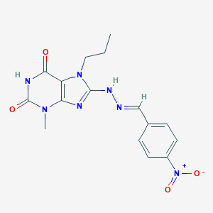 molecular formula C16H17N7O4 B414871 4-nitrobenzaldehyde (3-methyl-2,6-dioxo-7-propyl-2,3,6,7-tetrahydro-1H-purin-8-yl)hydrazone CAS No. 329700-72-3