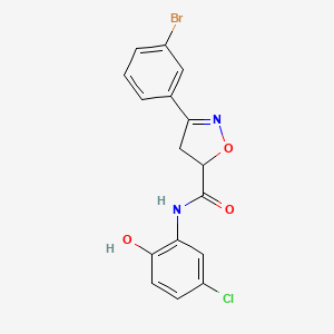 molecular formula C16H12BrClN2O3 B4148725 3-(3-bromophenyl)-N-(5-chloro-2-hydroxyphenyl)-4,5-dihydro-5-isoxazolecarboxamide 