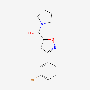 molecular formula C14H15BrN2O2 B4148767 [3-(3-BROMOPHENYL)-4,5-DIHYDRO-5-ISOXAZOLYL](1-PYRROLIDINYL)METHANONE 