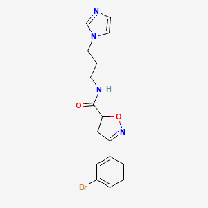 molecular formula C16H17BrN4O2 B4148771 3-(3-bromophenyl)-N-[3-(1H-imidazol-1-yl)propyl]-4,5-dihydro-5-isoxazolecarboxamide 