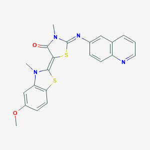 molecular formula C22H18N4O2S2 B414879 5-(5-methoxy-3-methyl-1,3-benzothiazol-2(3H)-ylidene)-3-methyl-2-(6-quinolinylimino)-1,3-thiazolidin-4-one 