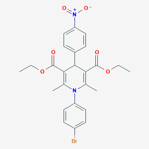 molecular formula C25H25BrN2O6 B414880 Diethyl 1-(4-bromophenyl)-4-{4-nitrophenyl}-2,6-dimethyl-1,4-dihydro-3,5-pyridinedicarboxylate 