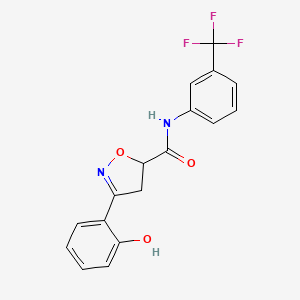 molecular formula C17H13F3N2O3 B4148813 3-(2-HYDROXYPHENYL)-N~5~-[3-(TRIFLUOROMETHYL)PHENYL]-4,5-DIHYDRO-5-ISOXAZOLECARBOXAMIDE 