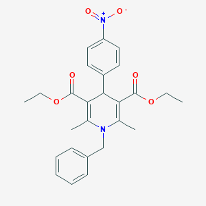 molecular formula C26H28N2O6 B414882 Diethyl 1-benzyl-4-{4-nitrophenyl}-2,6-dimethyl-1,4-dihydro-3,5-pyridinedicarboxylate 