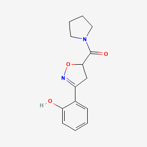 molecular formula C14H16N2O3 B4148858 2-[5-(1-pyrrolidinylcarbonyl)-4,5-dihydro-3-isoxazolyl]phenol 