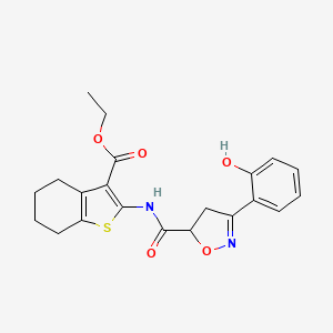 molecular formula C21H22N2O5S B4148878 Ethyl 2-({[3-(2-hydroxyphenyl)-4,5-dihydro-1,2-oxazol-5-yl]carbonyl}amino)-4,5,6,7-tetrahydro-1-benzothiophene-3-carboxylate 