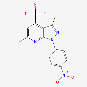 molecular formula C15H11F3N4O2 B4148901 3,6-dimethyl-1-(4-nitrophenyl)-4-(trifluoromethyl)-1H-pyrazolo[3,4-b]pyridine 