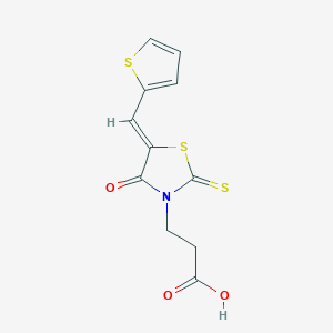 molecular formula C11H9NO3S3 B414893 3-(4-Oxo-5-thiophen-2-ylmethylene-2-thioxo-thiazolidin-3-yl)-propionic acid CAS No. 306279-31-2
