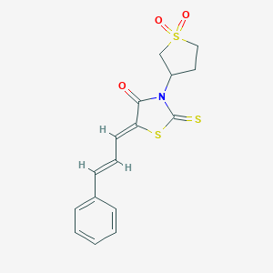 molecular formula C16H15NO3S3 B414895 3-(1,1-Dioxidotetrahydro-3-thienyl)-5-(3-phenyl-2-propenylidene)-2-thioxo-1,3-thiazolidin-4-one CAS No. 302934-37-8