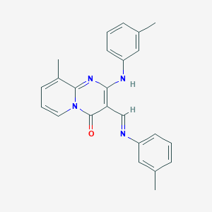 molecular formula C24H22N4O B414898 9-Methyl-2-m-tolylamino-3-(m-tolylimino-methyl)-pyrido[1,2-a]pyrimidin-4-one 