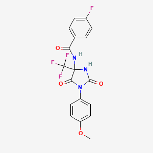 4-fluoro-N-[1-(4-methoxyphenyl)-2,5-dioxo-4-(trifluoromethyl)imidazolidin-4-yl]benzamide