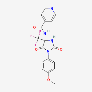 N-[1-(4-methoxyphenyl)-2,5-dioxo-4-(trifluoromethyl)imidazolidin-4-yl]pyridine-4-carboxamide