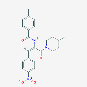 molecular formula C23H25N3O4 B414900 N-{2-{4-nitrophenyl}-1-[(4-methyl-1-piperidinyl)carbonyl]vinyl}-4-methylbenzamide CAS No. 331430-53-6