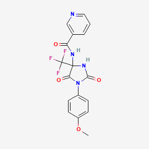 N-[1-(4-methoxyphenyl)-2,5-dioxo-4-(trifluoromethyl)imidazolidin-4-yl]pyridine-3-carboxamide