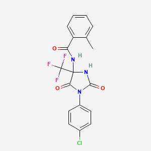 molecular formula C18H13ClF3N3O3 B4149010 N-[1-(4-chlorophenyl)-2,5-dioxo-4-(trifluoromethyl)imidazolidin-4-yl]-2-methylbenzamide 