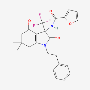 N-[6,6-dimethyl-2,4-dioxo-1-(2-phenylethyl)-3-(trifluoromethyl)-2,3,4,5,6,7-hexahydro-1H-indol-3-yl]furan-2-carboxamide